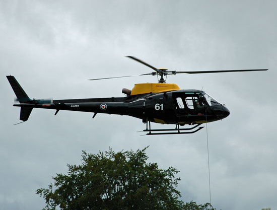 An AS 350 cureuil ("Squirrel") from The UK's Defence Helicopter School