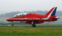 A Hawk T1 of the UK's Royal Air Forces Red Arrows display team