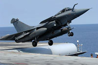 Rafale naval version taking off from an aircraft carrier
