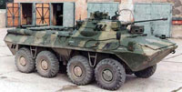 The BTR-90 is an 8 x 8 wheeled armoured personnel carrier developed in Russia.