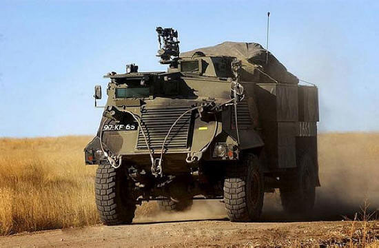 Saxon Four wheeled armoured personnel carrier
