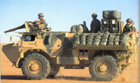 The Véhicule de l'Avant Blindé or VAB ("Armoured Vanguard Vehicle" in French) is an armoured personnel carrier manufactured by the Euro Mobilité Division of GIAT Industries of France. 