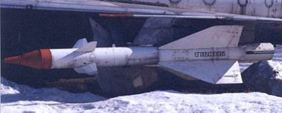The Kaliningrad K-8 (R-8) (NATO reporting name AA-3 'Anab') is a medium-range air-to-air missile that was developed by the Soviet Union for interceptor aircraft use.