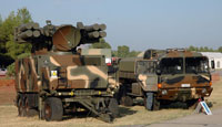 Greek Army Crotale surface-to-air missile on launcher with support truck