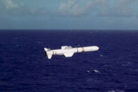 Harpoon missile in flight - Boeing Photo