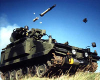 Starstreak High Velocity Missile mounted on a Stormer Armoured Personnel Carrier